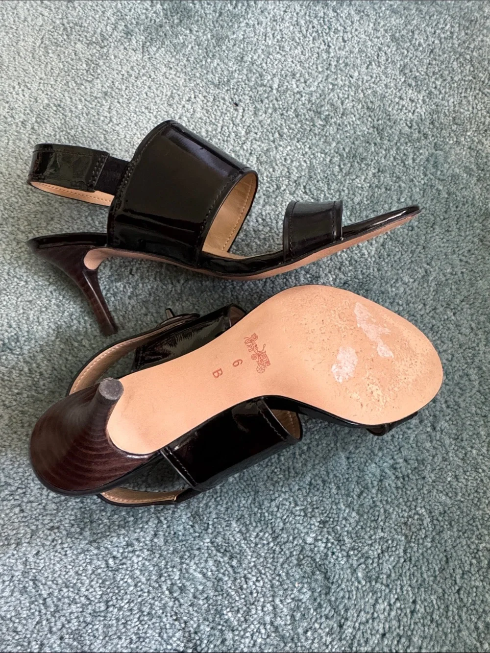 COACH Vintage Black Patent Leather Wide-Strap Slingback Sandals 6 - Picture 5 of 8